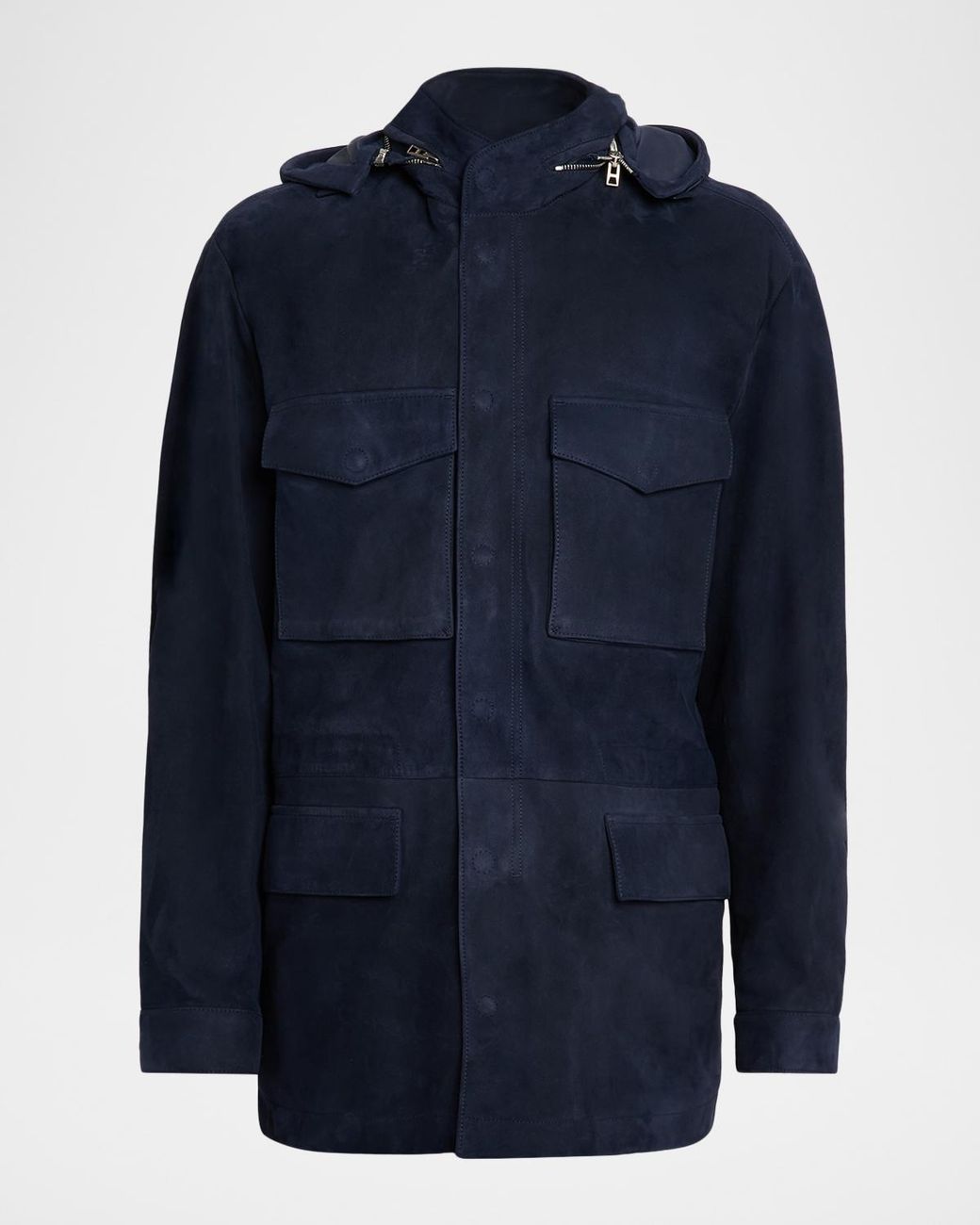 Tom Ford Blue Apos;S Suede Hooded Field Jacket for men