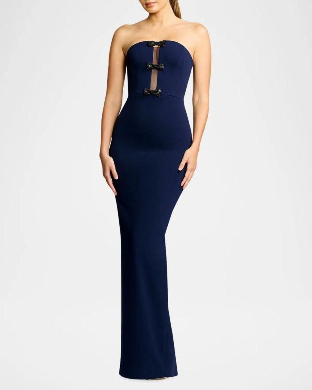 Dress the Population Black Label Everly Strapless Bow-Embellished ...