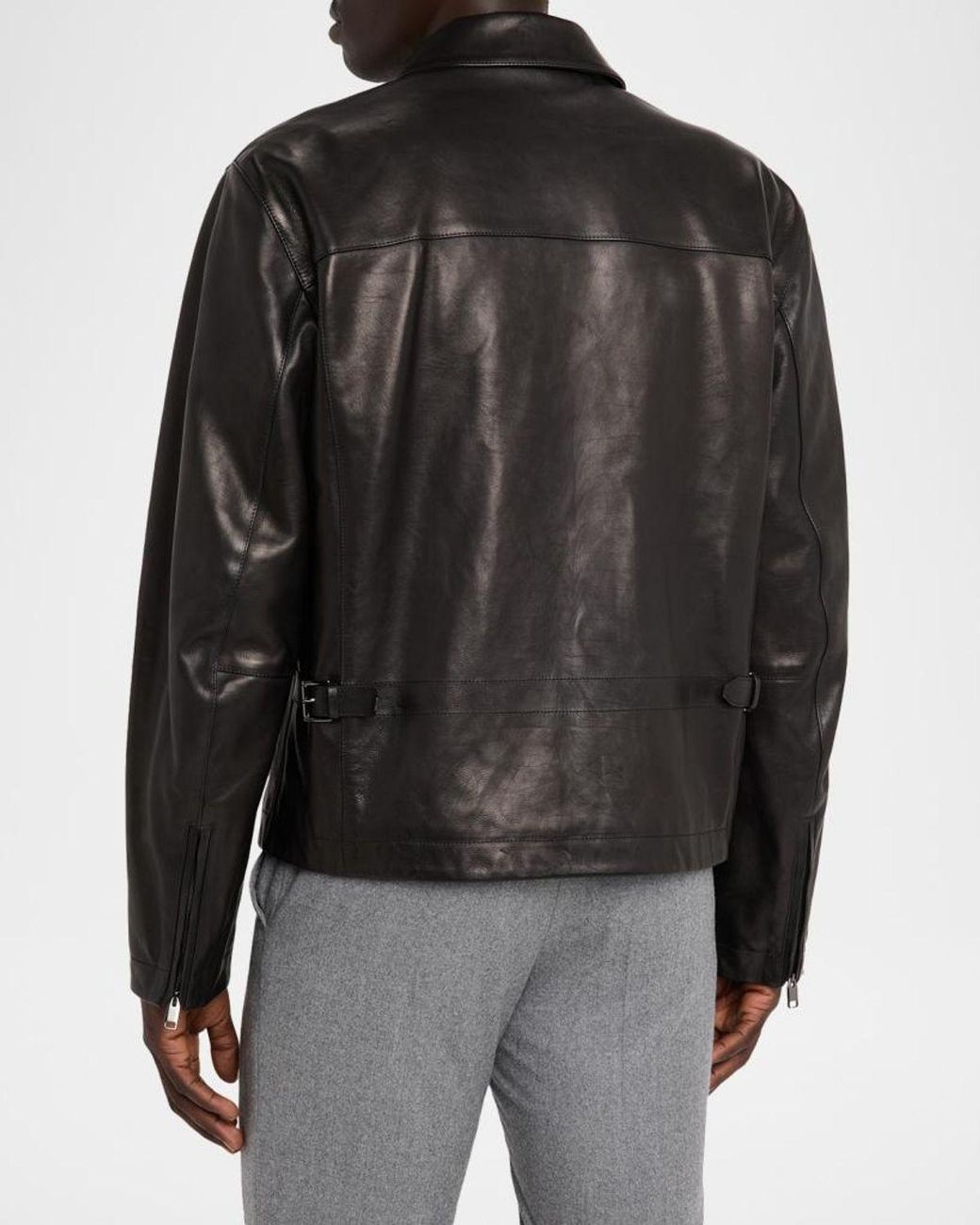 Brioni Black Apos;S Leather Moto Jacket for men
