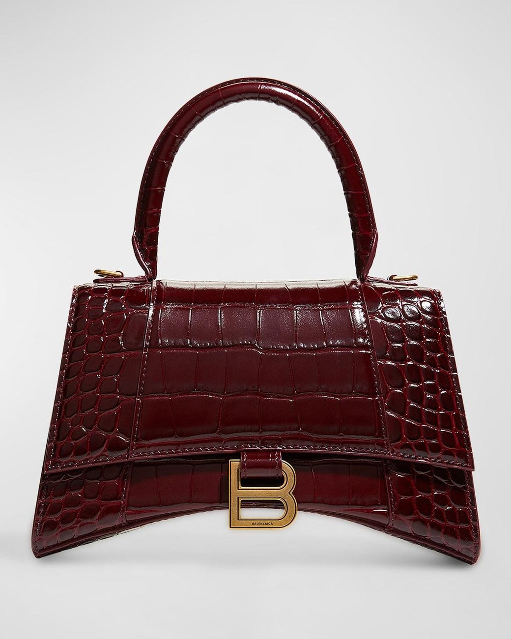 Balenciaga Hourglass Small Crocembossed Tophandle Bag in Red Lyst