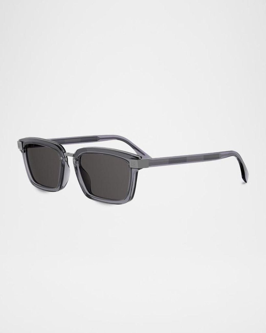 Fendi Gray Apos;S Sky Rectangular Acetate Sunglasses for men