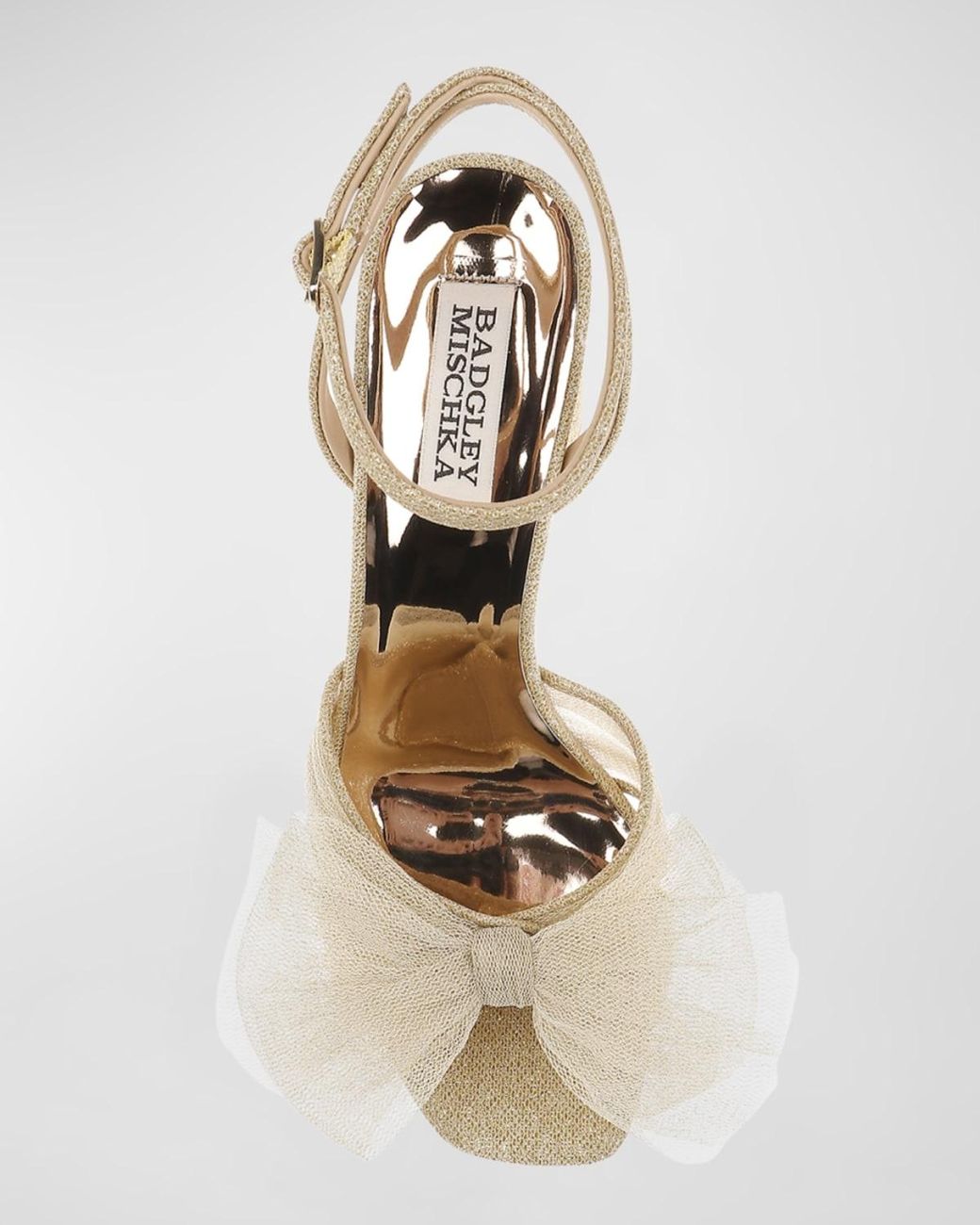 Badgley Mischka Natural Tess Tulle Bow Ankle-Strap Sandals