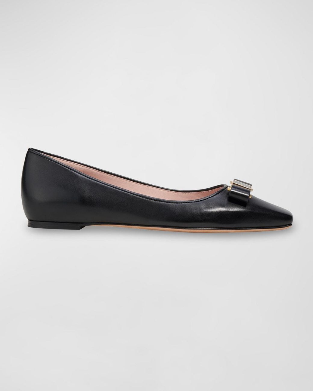 Kate Spade Bowdie Leather Ballerina Flats in Black | Lyst