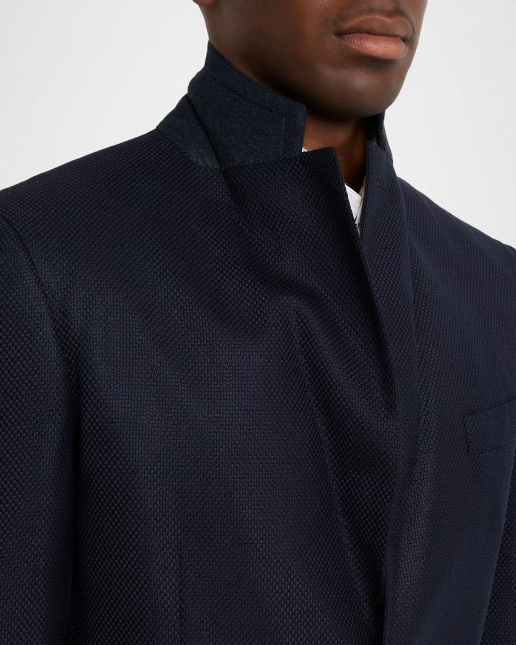 Brioni Blue Apos;S Wool Hopsack Single-Breasted Blazer for men