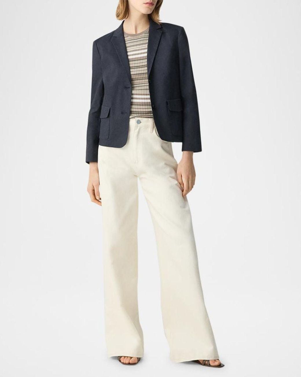 Theory Blue Shrunken Crunch Linen Jacket