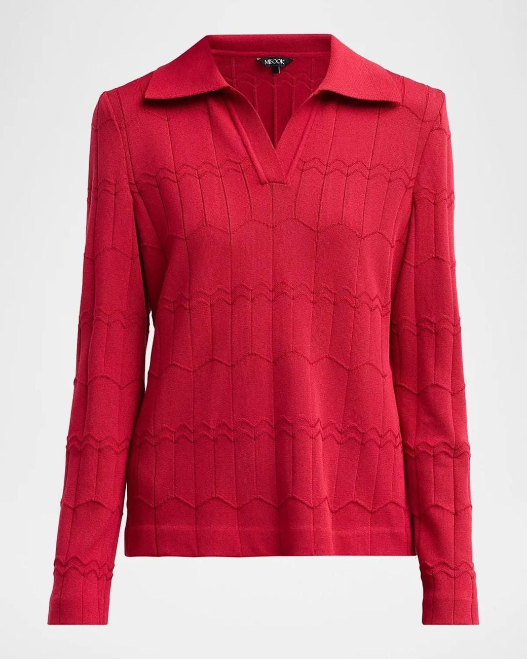 Misook Red Geometric Tunic