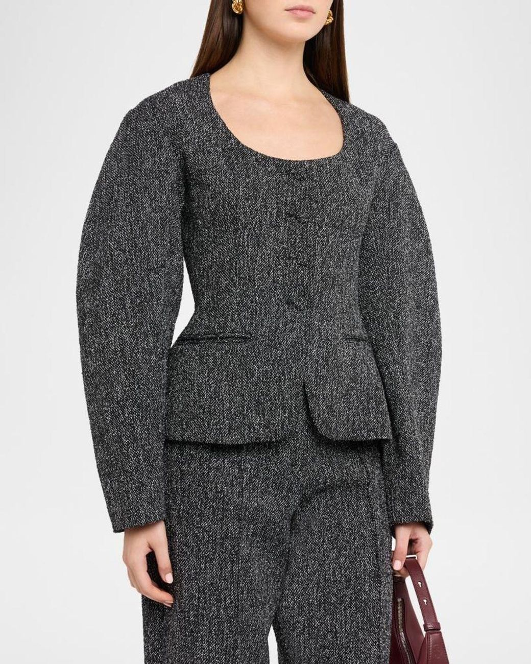 Et Ochs Gray Viktor Barrel-Sleeve Suiting Jacket