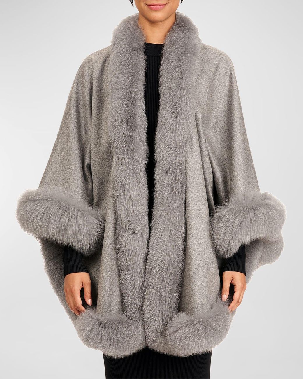 Gorski Cashmere & Fox Fur Capelet in Gray | Lyst