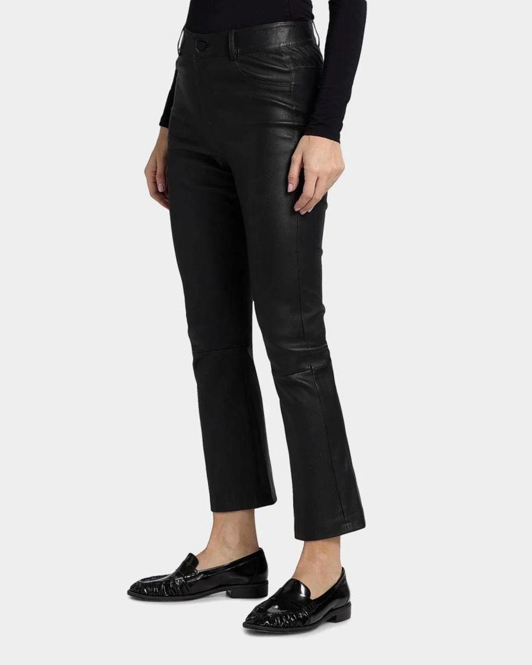 Lamarque Black Faris Leather Flare Pants