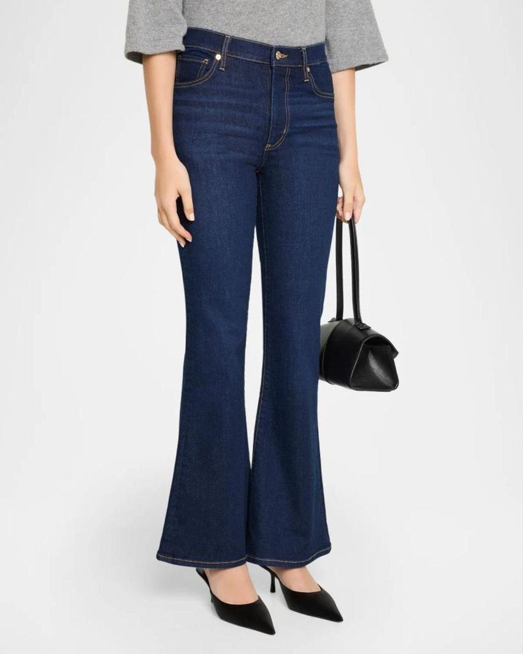FRAME Blue Petite The Pixie Flare Jeans