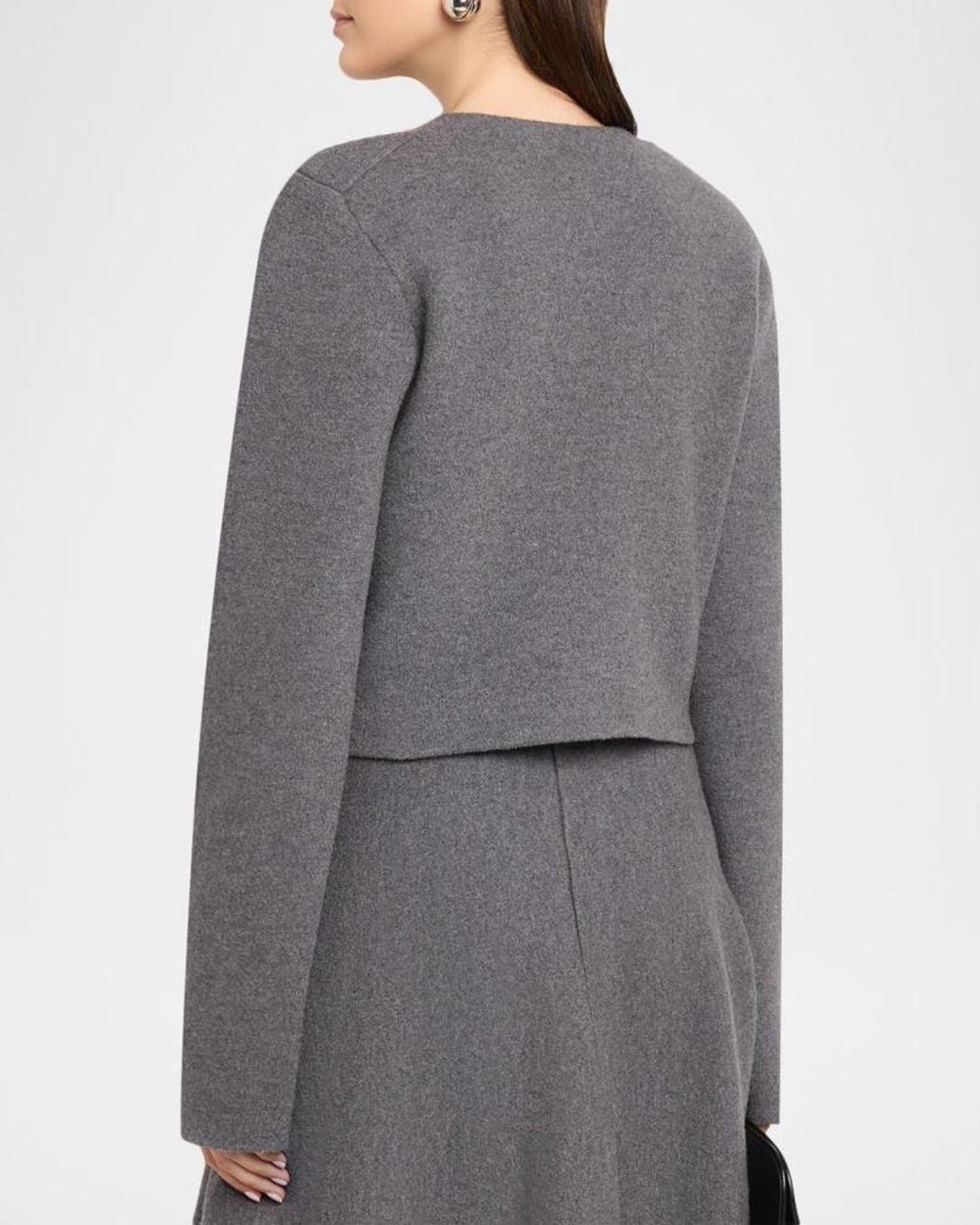 Brandon Maxwell Gray Ryder Wool Knit Crop Jacket