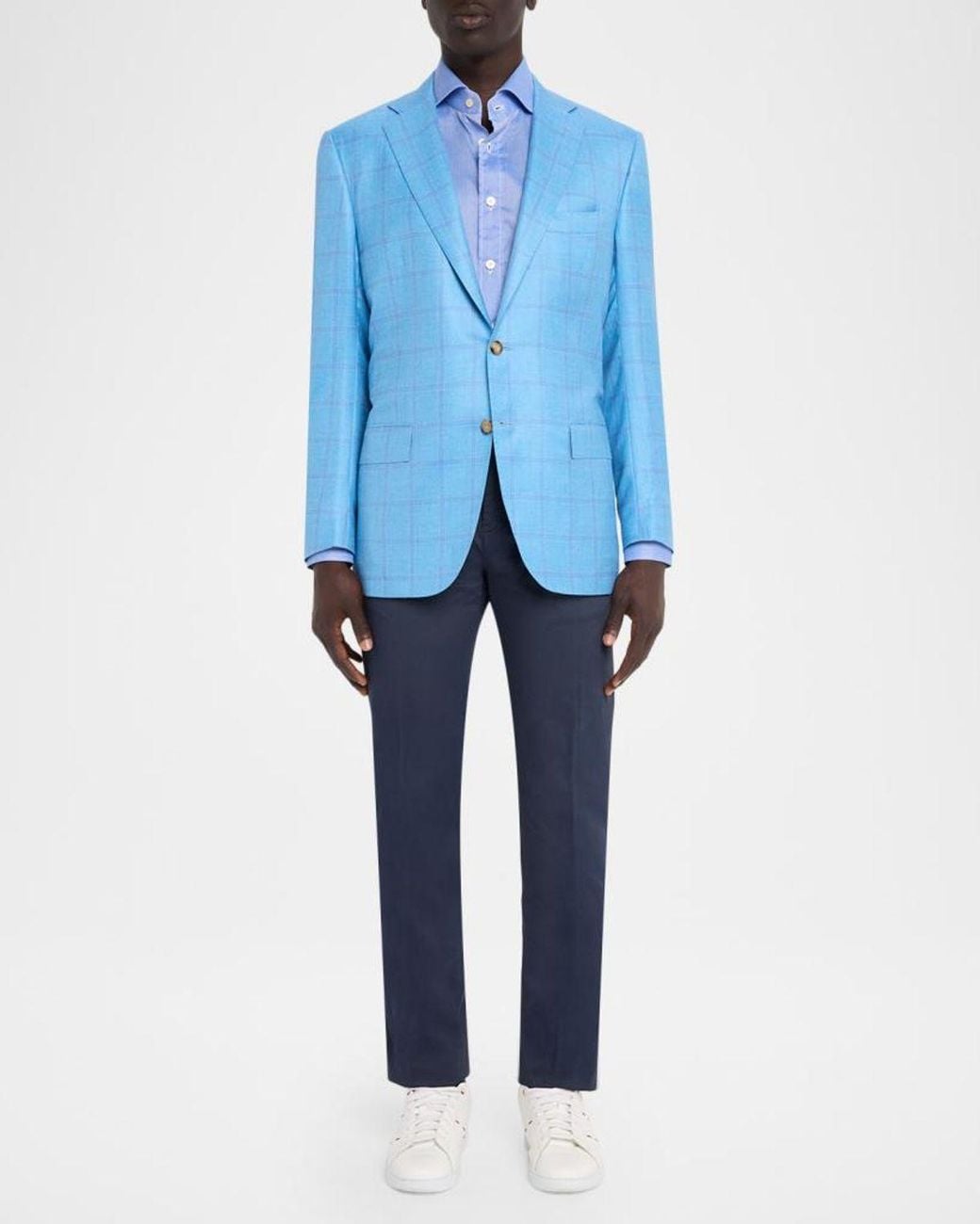 Kiton Blue Apos;S Light Windowpane Jacket for men