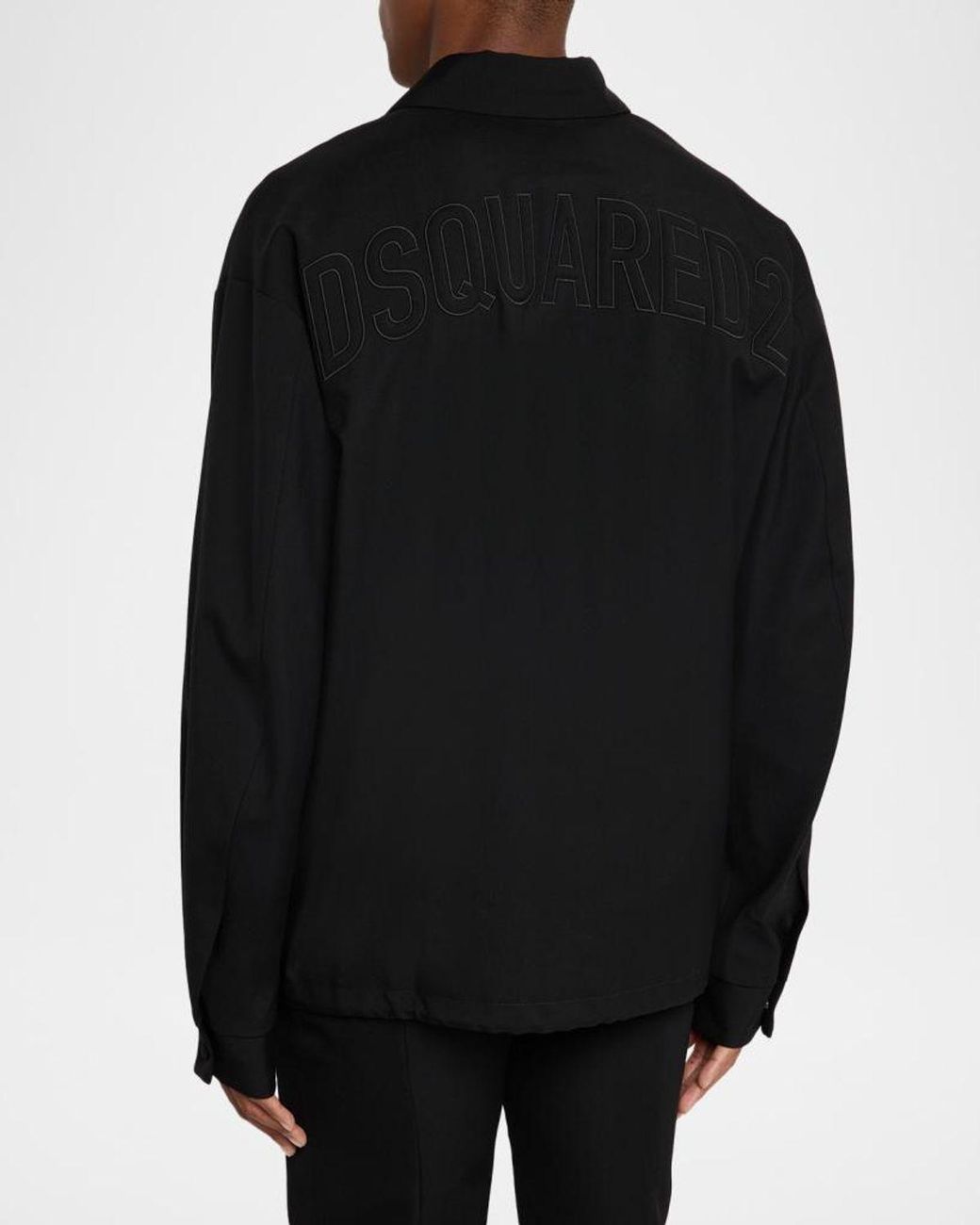 DSquared² Black Apos;S Logo-Embroidered Wool-Blend Coach Jacket for men