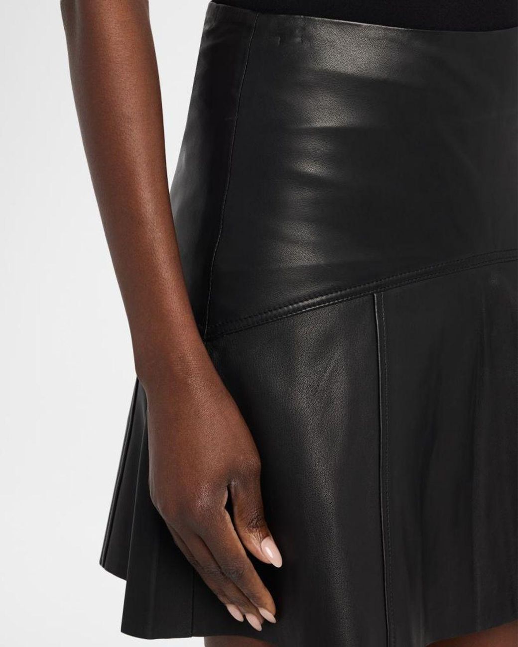 Ba&sh Black Seva Leather Mini Peplum Skirt