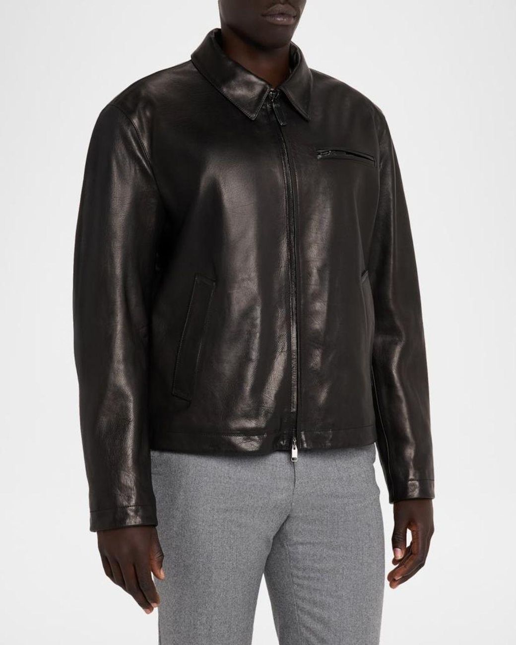 Brioni Black Apos;S Leather Moto Jacket for men