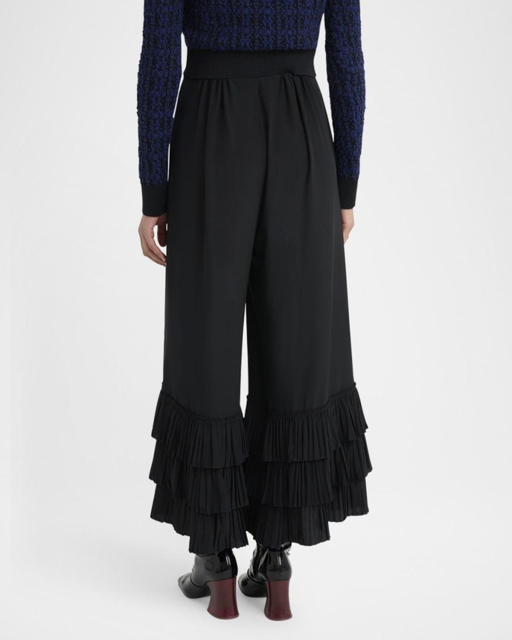 すえっこ様HOLIDAY RUFFLE STRAP CULOTTES PANTS chloe-BLACK-Tiered-Ruffle-Hem-