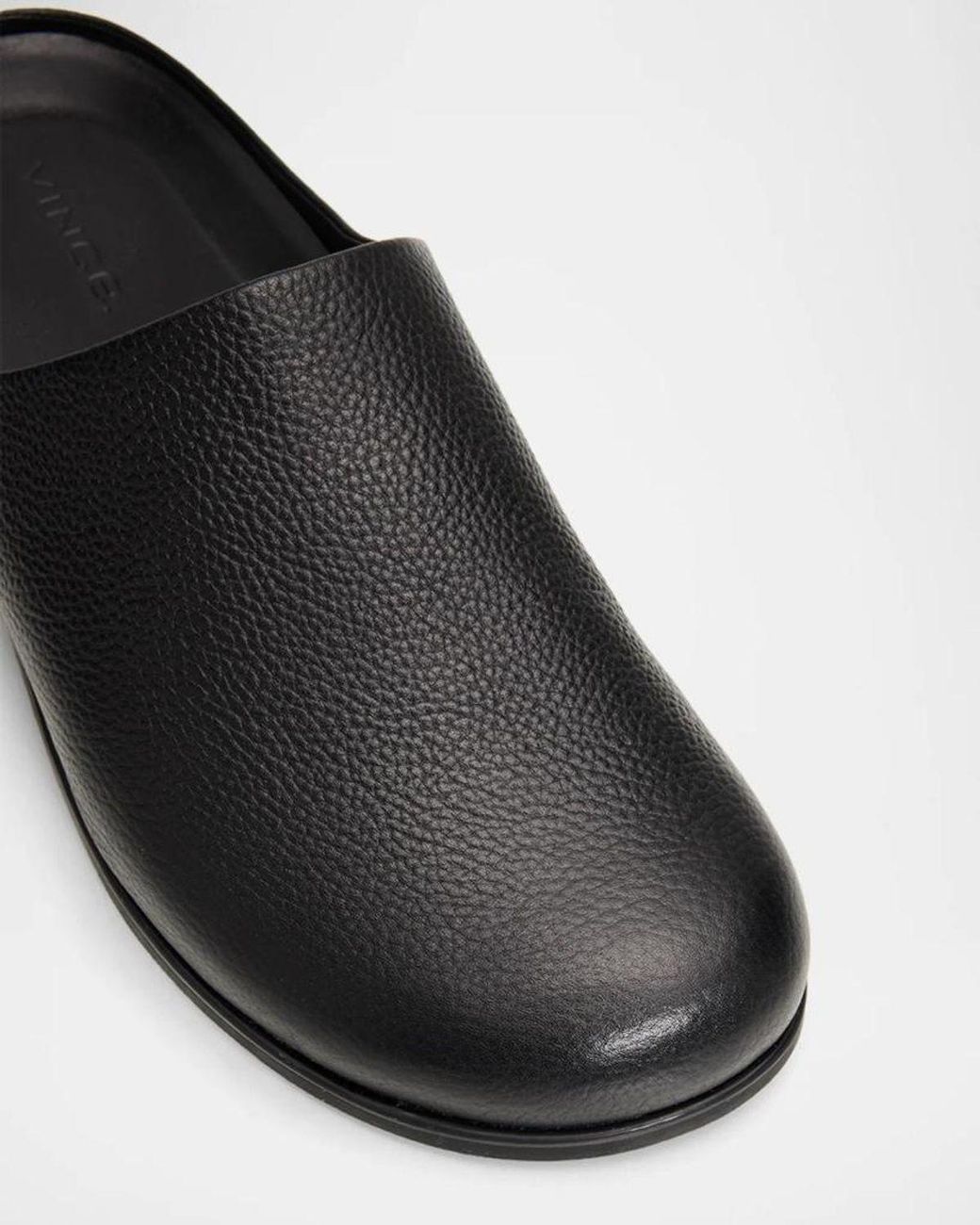 Vince Black Leo Grained Leather Clogs for men