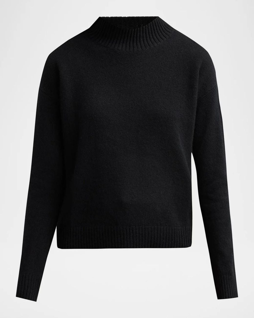 Neiman Marcus Black Basic Cashmere Mock Turtleneck Sweater