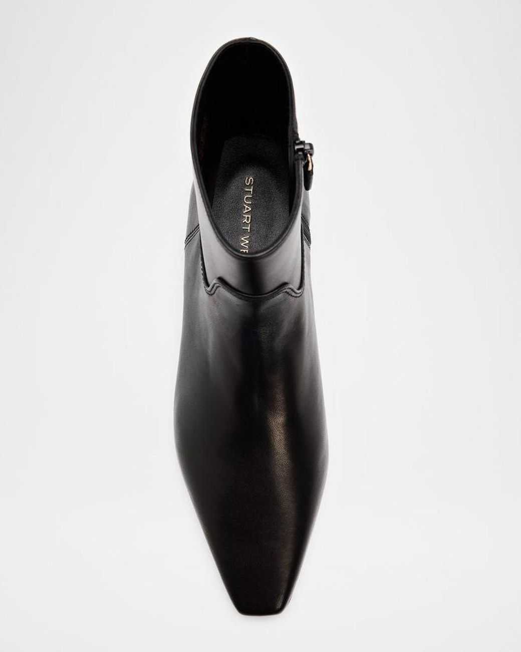 Stuart Weitzman Black Stassi Leather Zip Ankle Boots