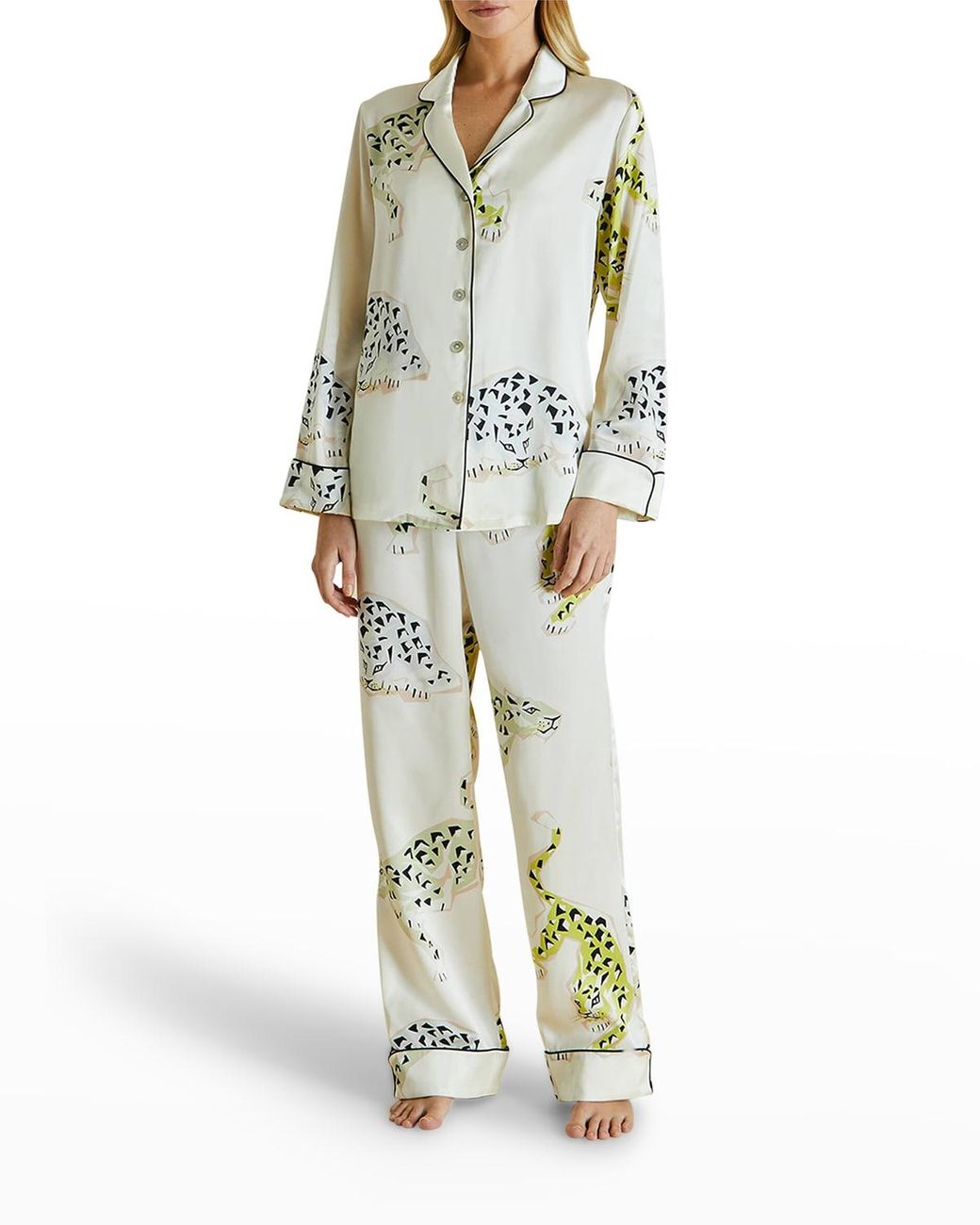 OLIVIA VON HALLE Lila striped silk-satin pajama set