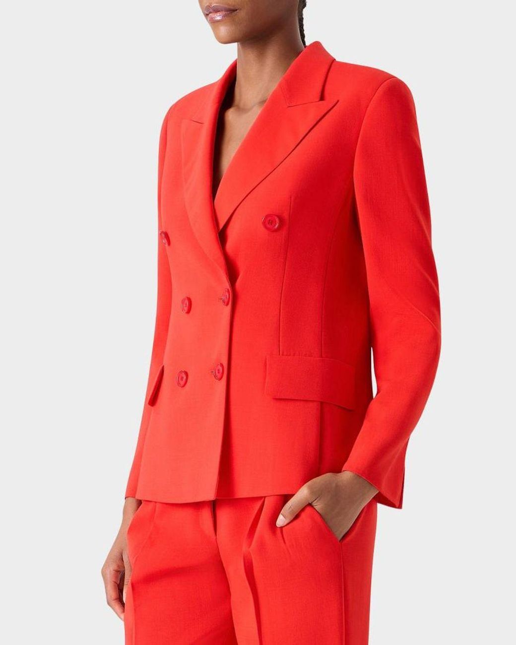 Akris Red Azalea Wool Double-Breasted Blazer