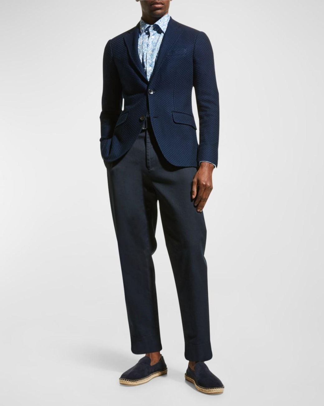 Etro Blue Apos;S Basic Knit Blazer for men