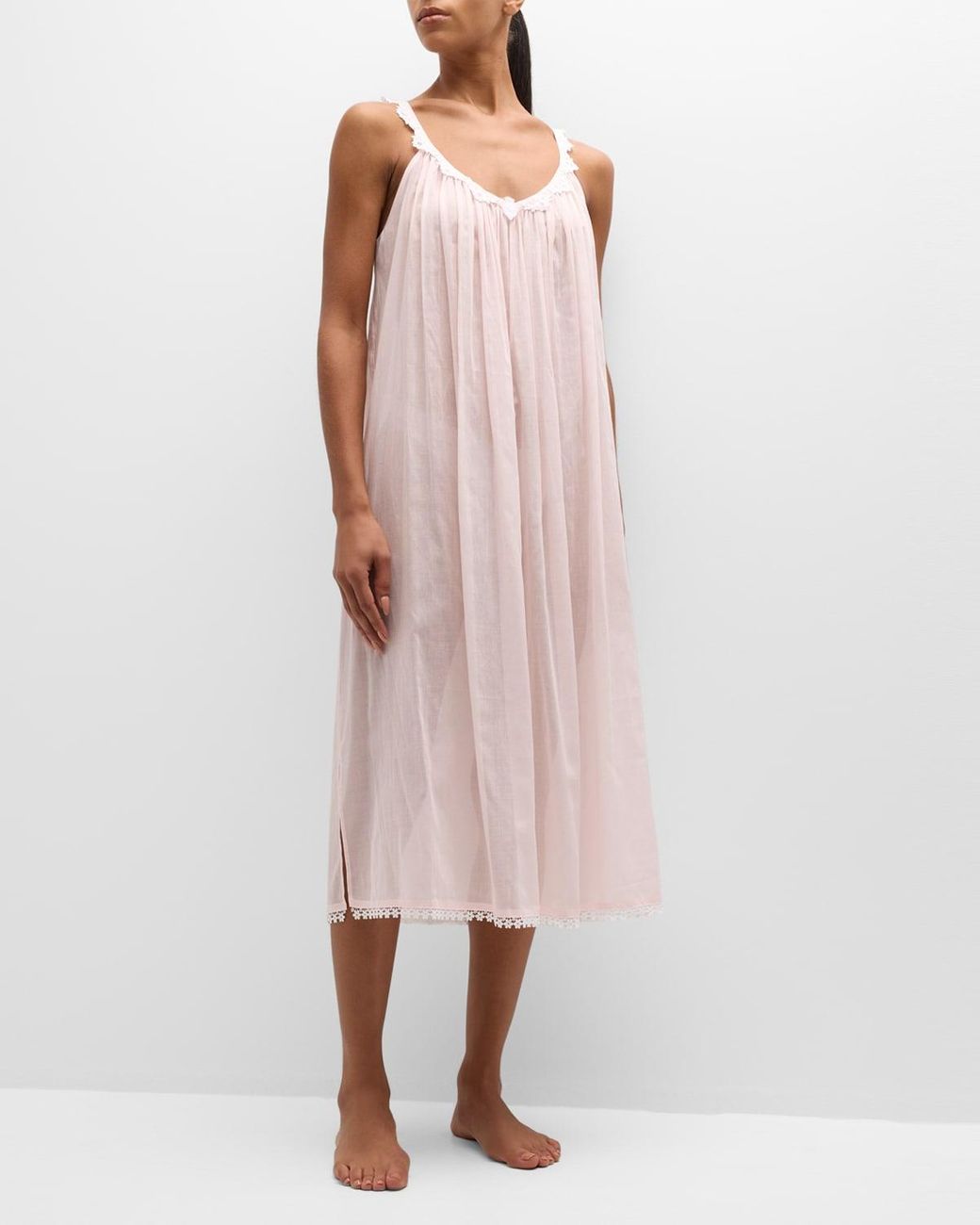 Celestine Janina Ruched Lace trim Cotton Nightgown in Pink Lyst