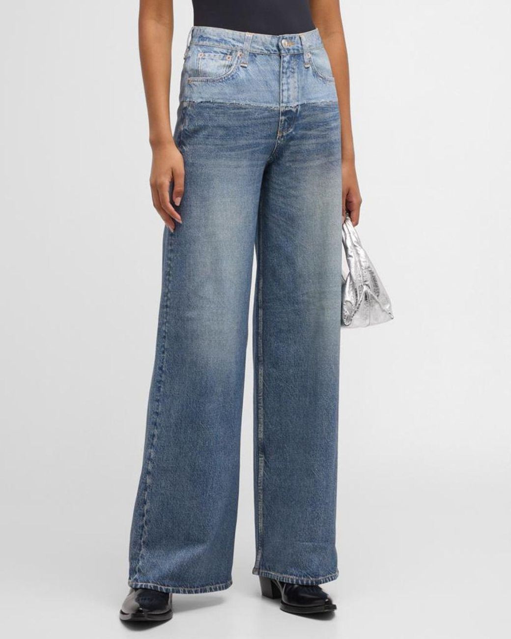 Rag & Bone Blue Rb Miramar Sofie Cotton-Terry Wide-Leg Jeans
