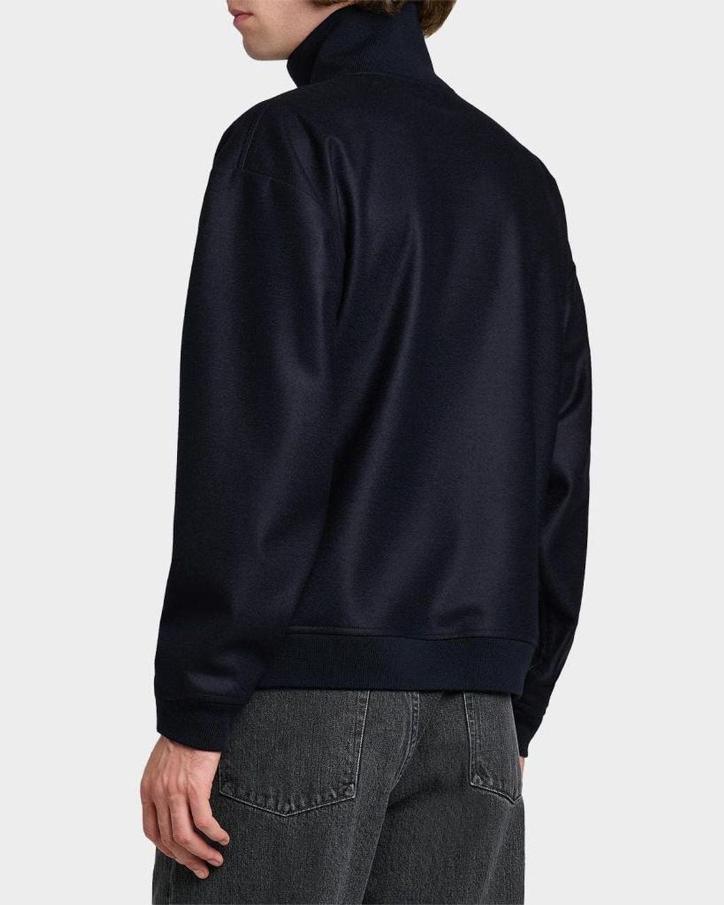 Jil Sander Blue Apos;S Melton Wool Zip-Front Jacket for men