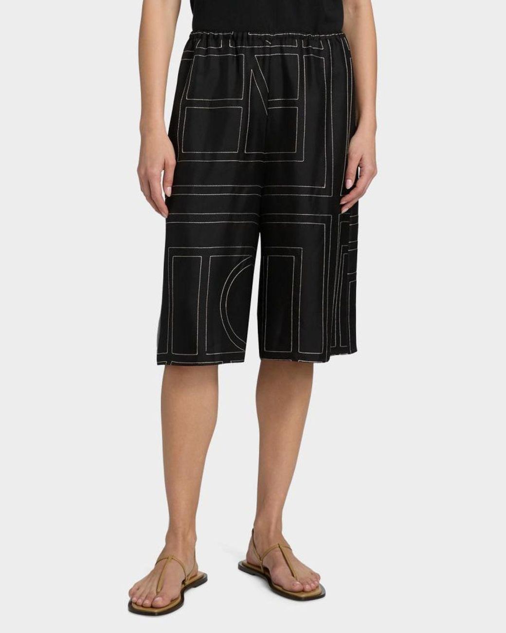 Totême Black Monogram Silk Culottes
