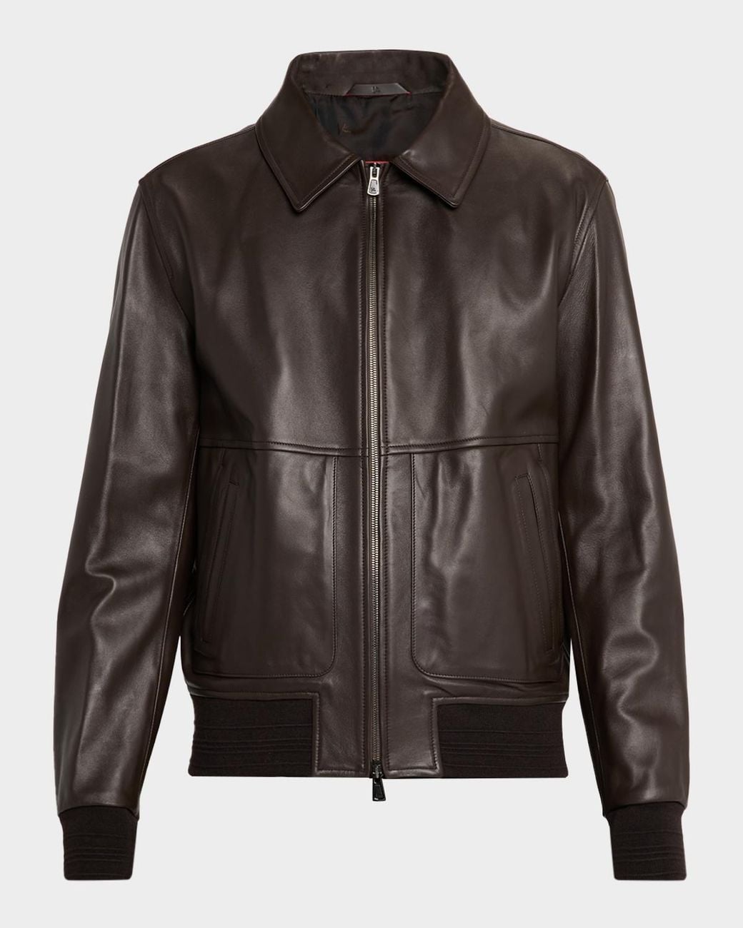 Isaia Gray Apos;S Lambskin Leather Jacket for men