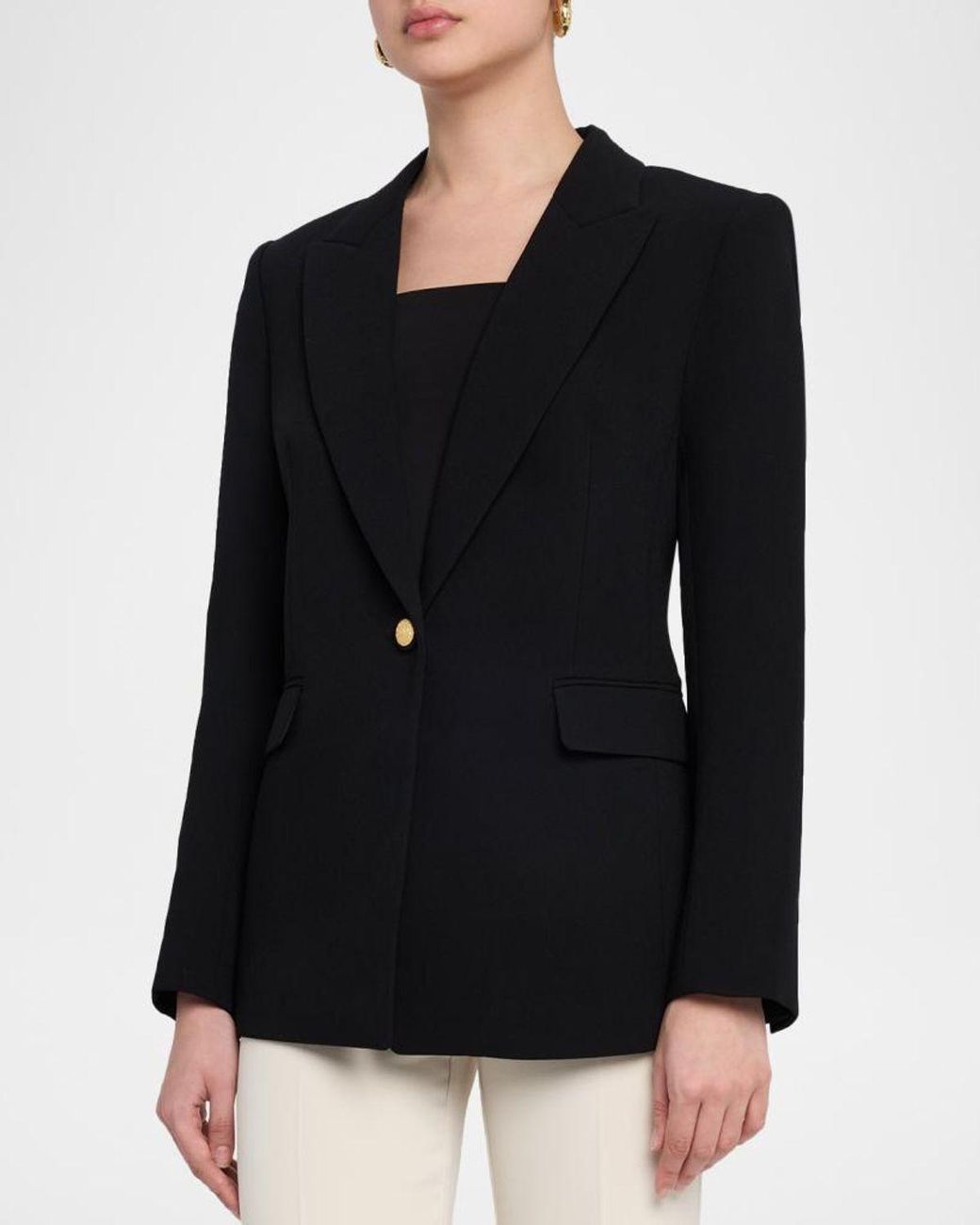 Kobi Halperin Black Rue Single-Button Crepe Jacket