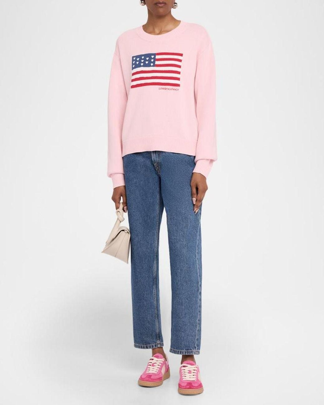 LoveShackFancy Pink Ty Cotton Flag Pullover