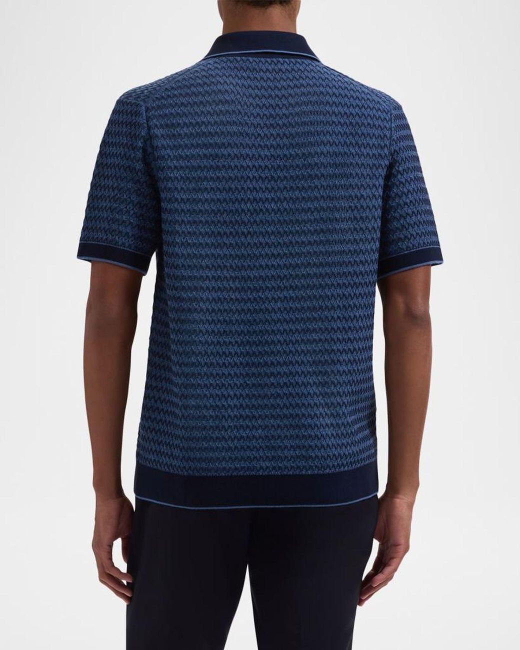 Bugatchi Blue Apos;S Two-Tone Honeycomb Button-Front Sweater for men
