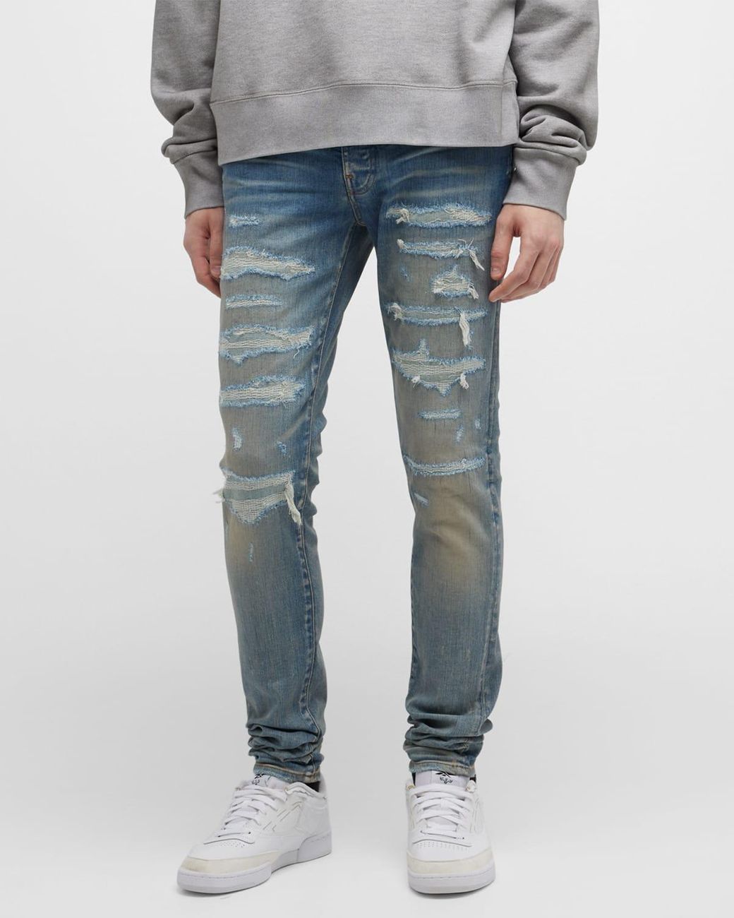 Amiri Rip/repair Thrasher Skinny Jeans in Blue for Men | Lyst