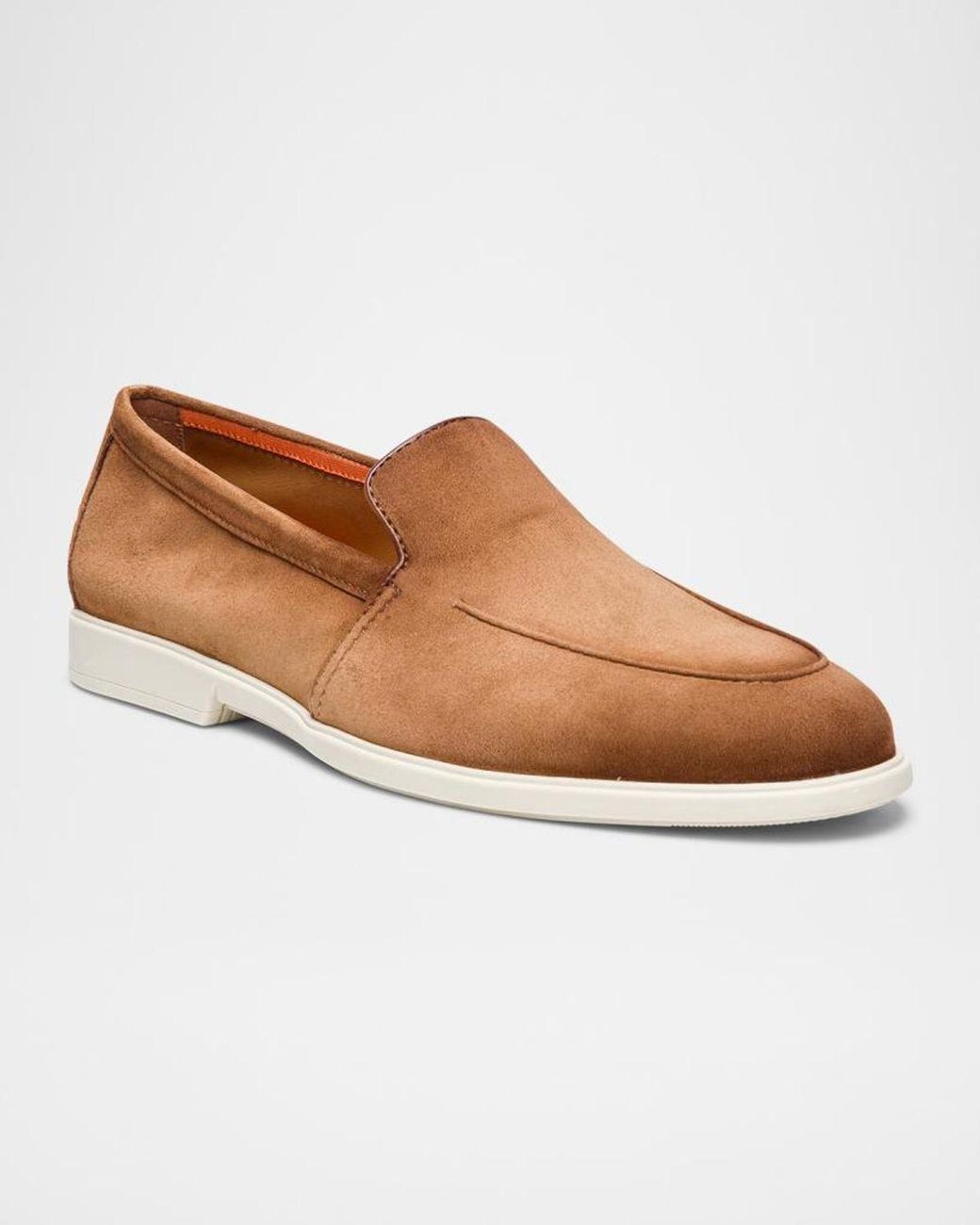 Santoni White Malibu Suede Loafers for men