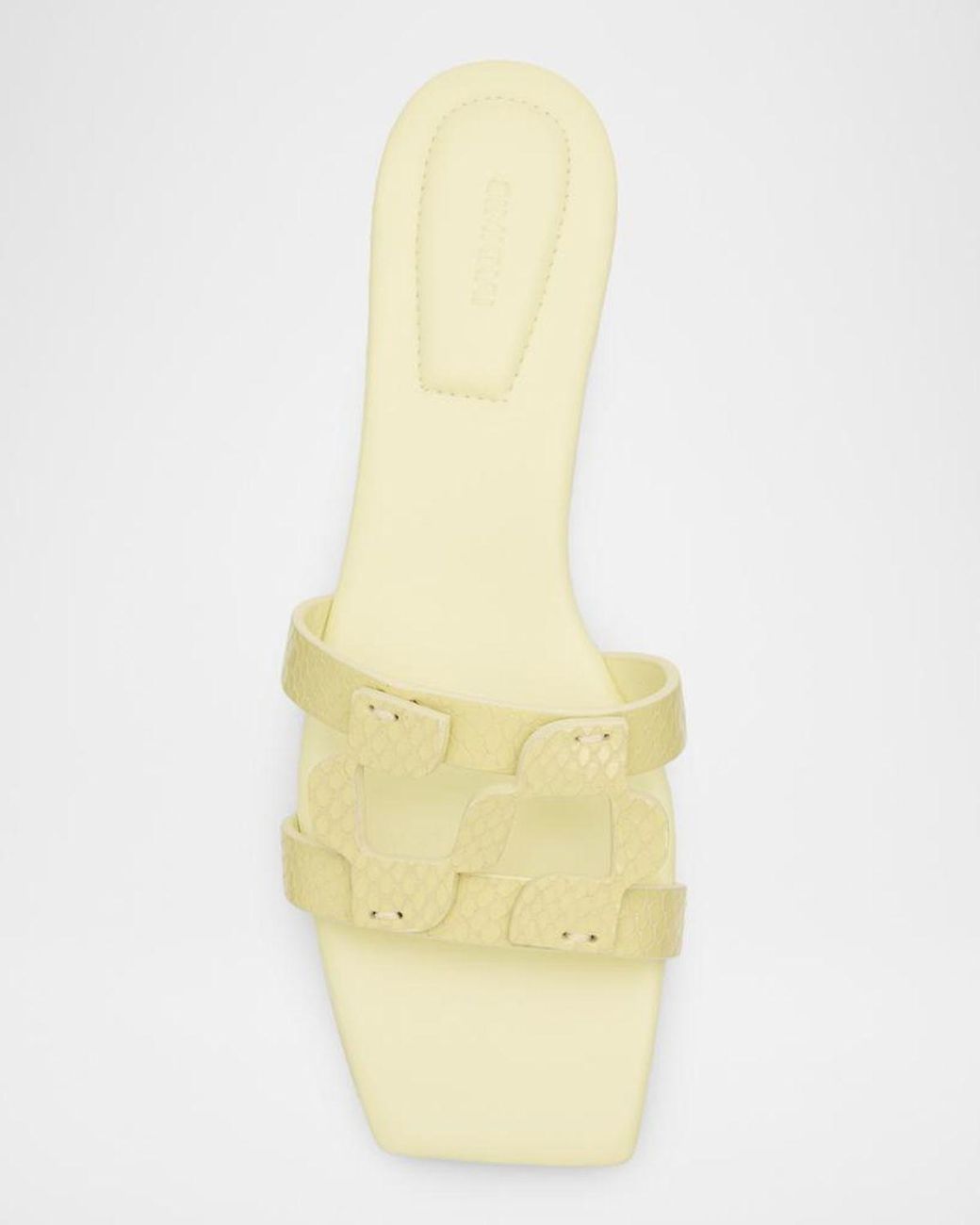 Jonathan Simkhai Metallic Monogram Snake-Embossed Leather Flat Slide Sandals