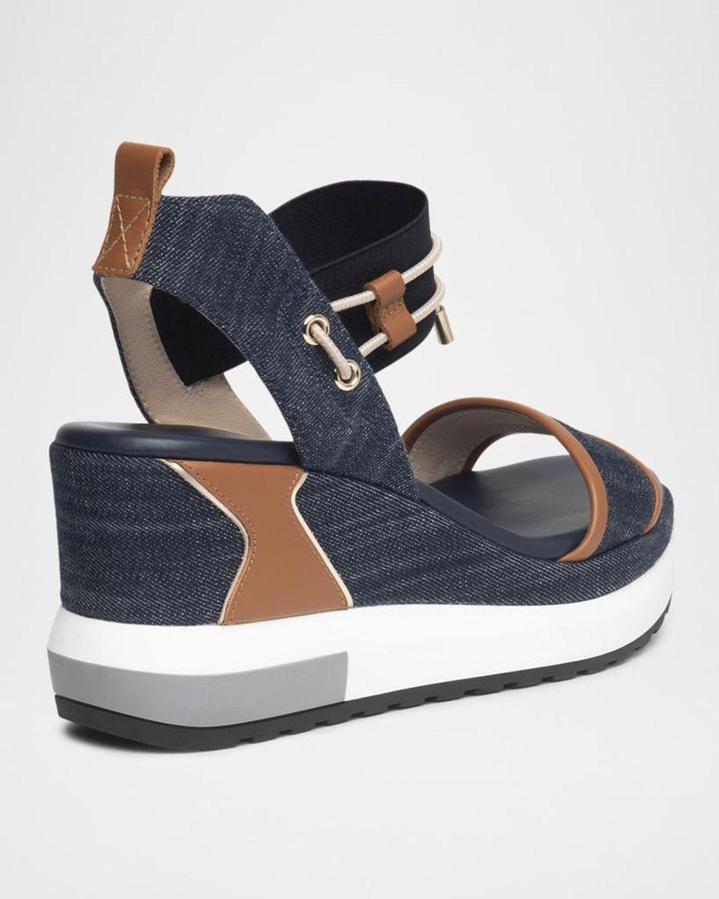 Nero Giardini Blue Bungee Platform Wedge Sandals