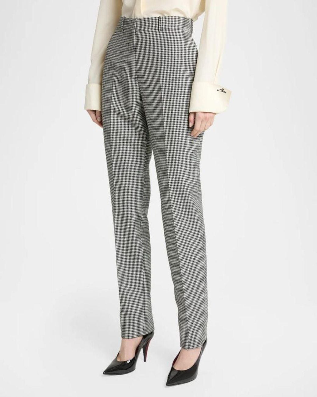 Givenchy Gray Houndstooth Slim-Leg Cigarette Pants