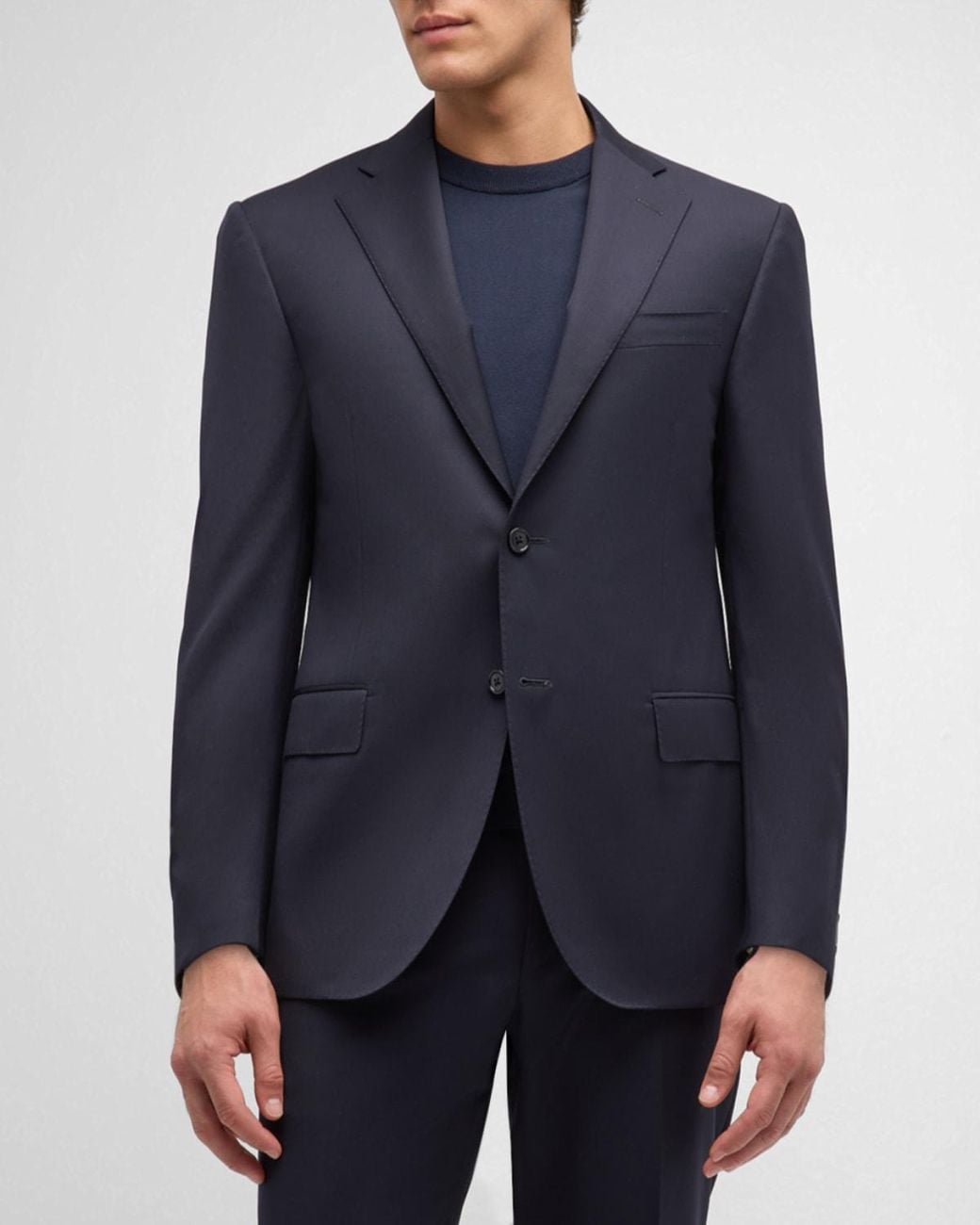 Corneliani Blue Apos;S Solid Wool Leader Suit for men