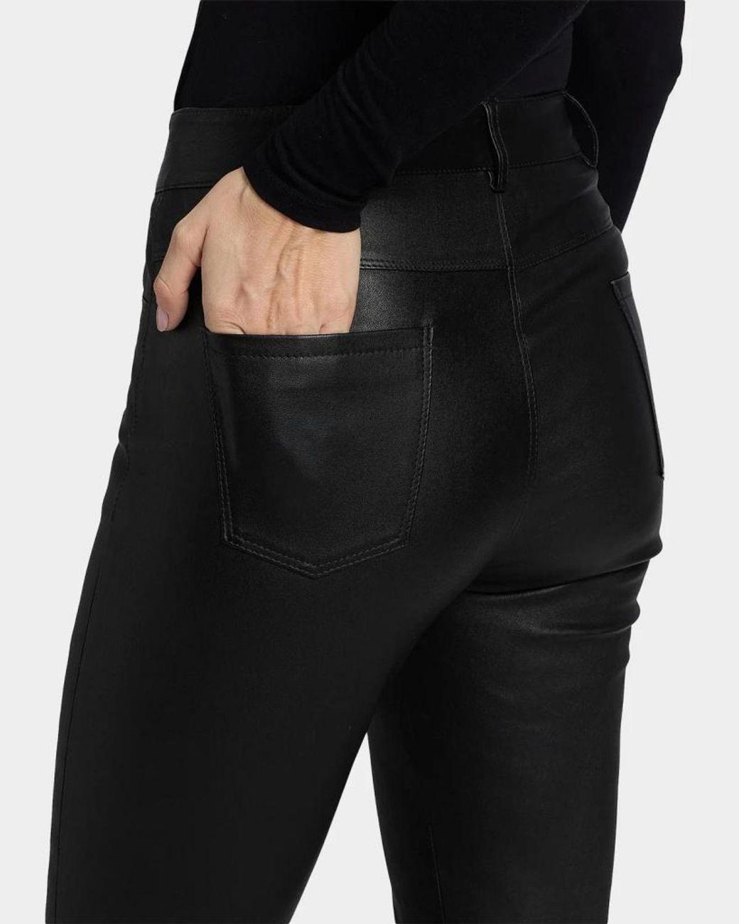 Lamarque Black Faris Leather Flare Pants