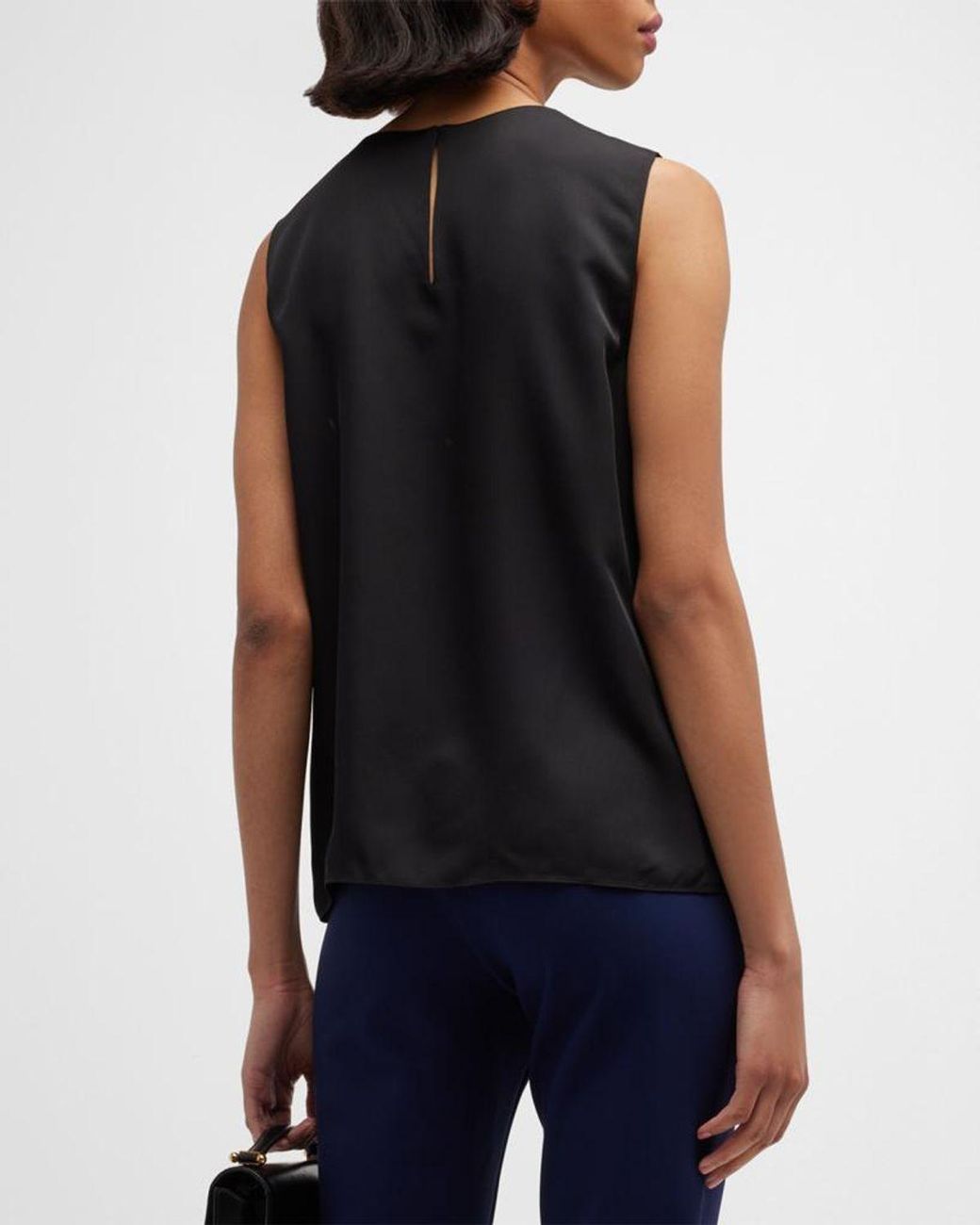 Theory Black Silk Straight Shell Top