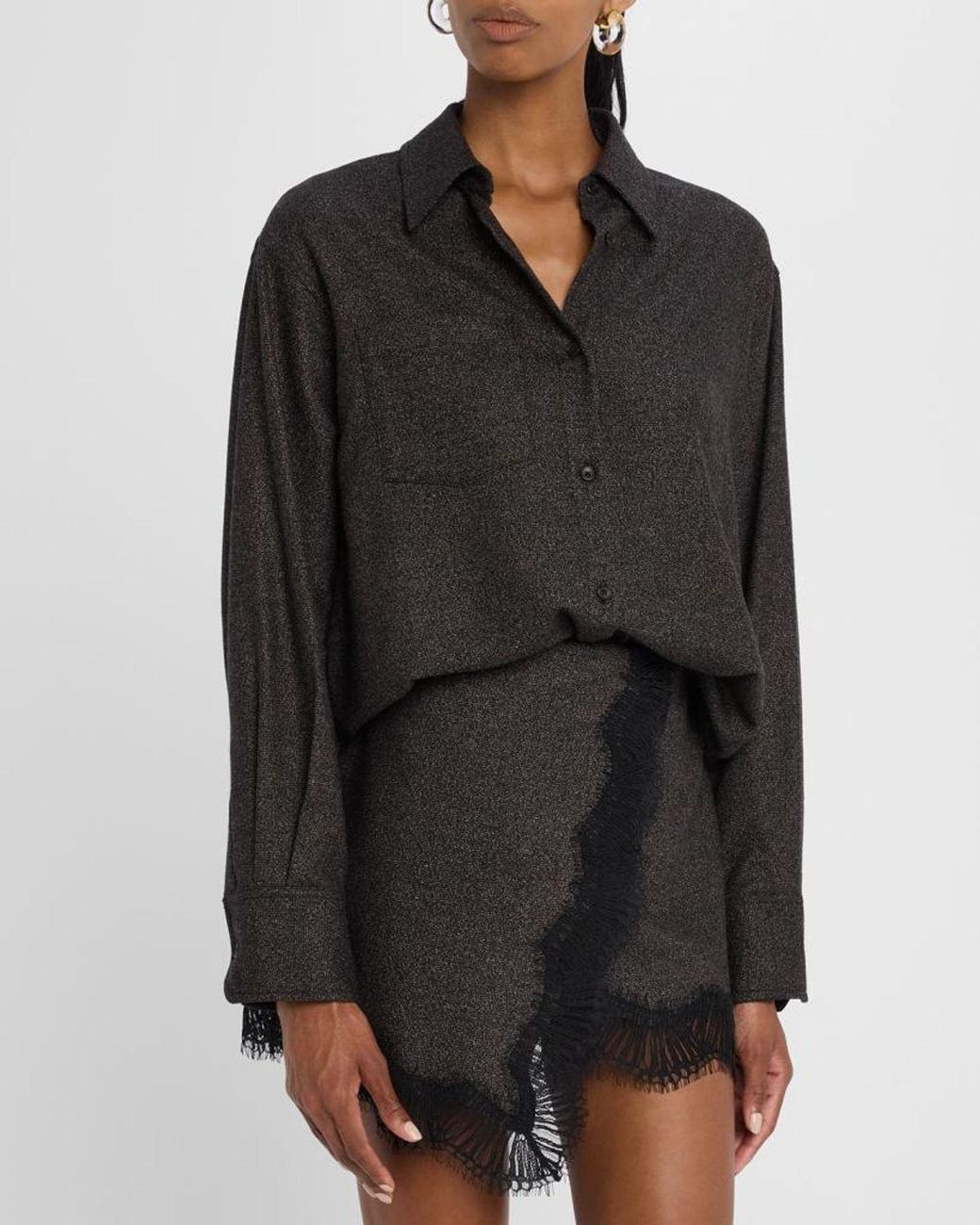 A.L.C. Black Spence Button-Front Tunic
