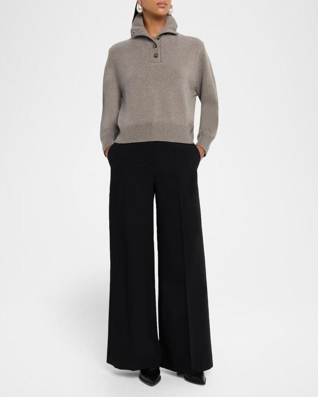 Yves Salomon Gray Wool Turtleneck Pullover