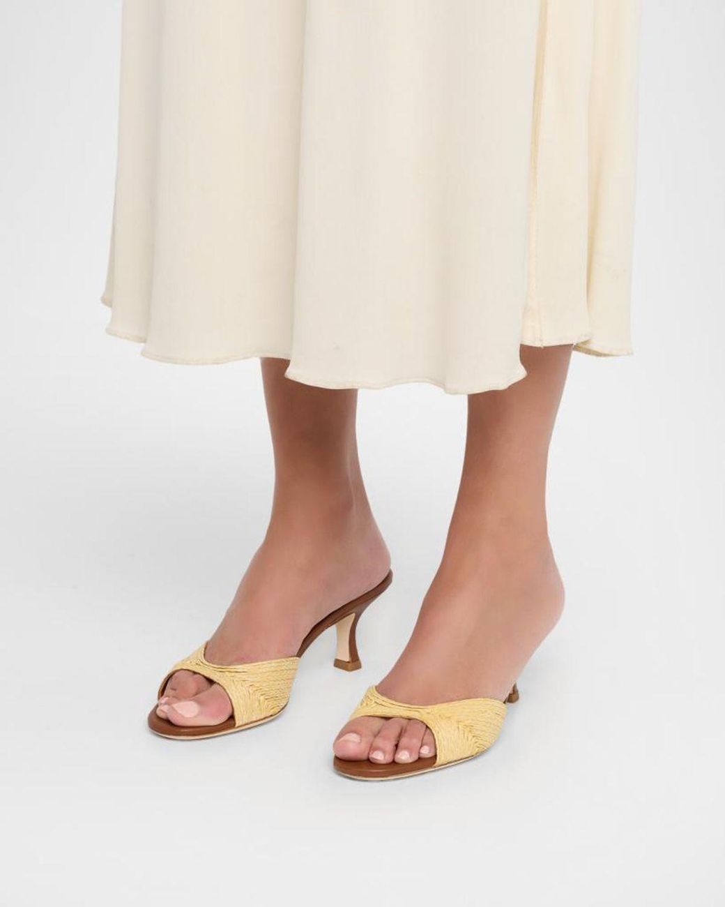 Staud Multicolor Brigitte Raffia Kitten-Heel Mules