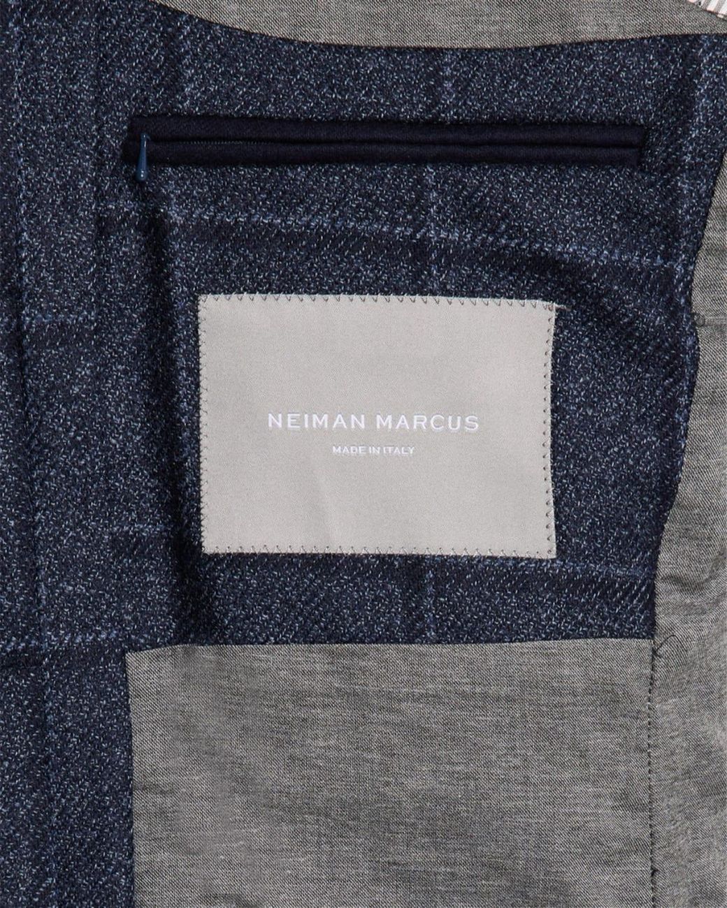Neiman Marcus Blue Apos;S Windowpane Wool And Silk Sport Coat With Zip Vest for men