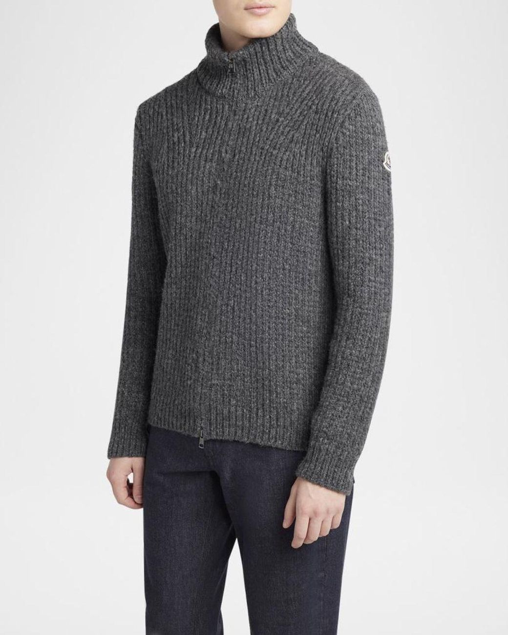 Moncler Gray Apos;S Ribbed Full-Zip Sweater for men