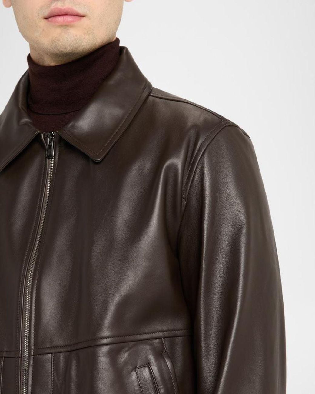 Isaia Gray Apos;S Lambskin Leather Jacket for men