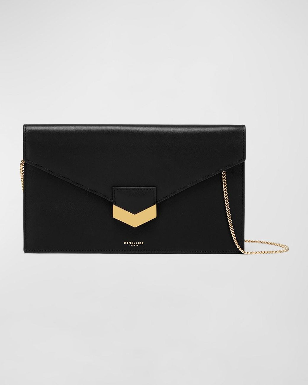 DeMellier London Envelope Metallic Clutch Bag in Black | Lyst