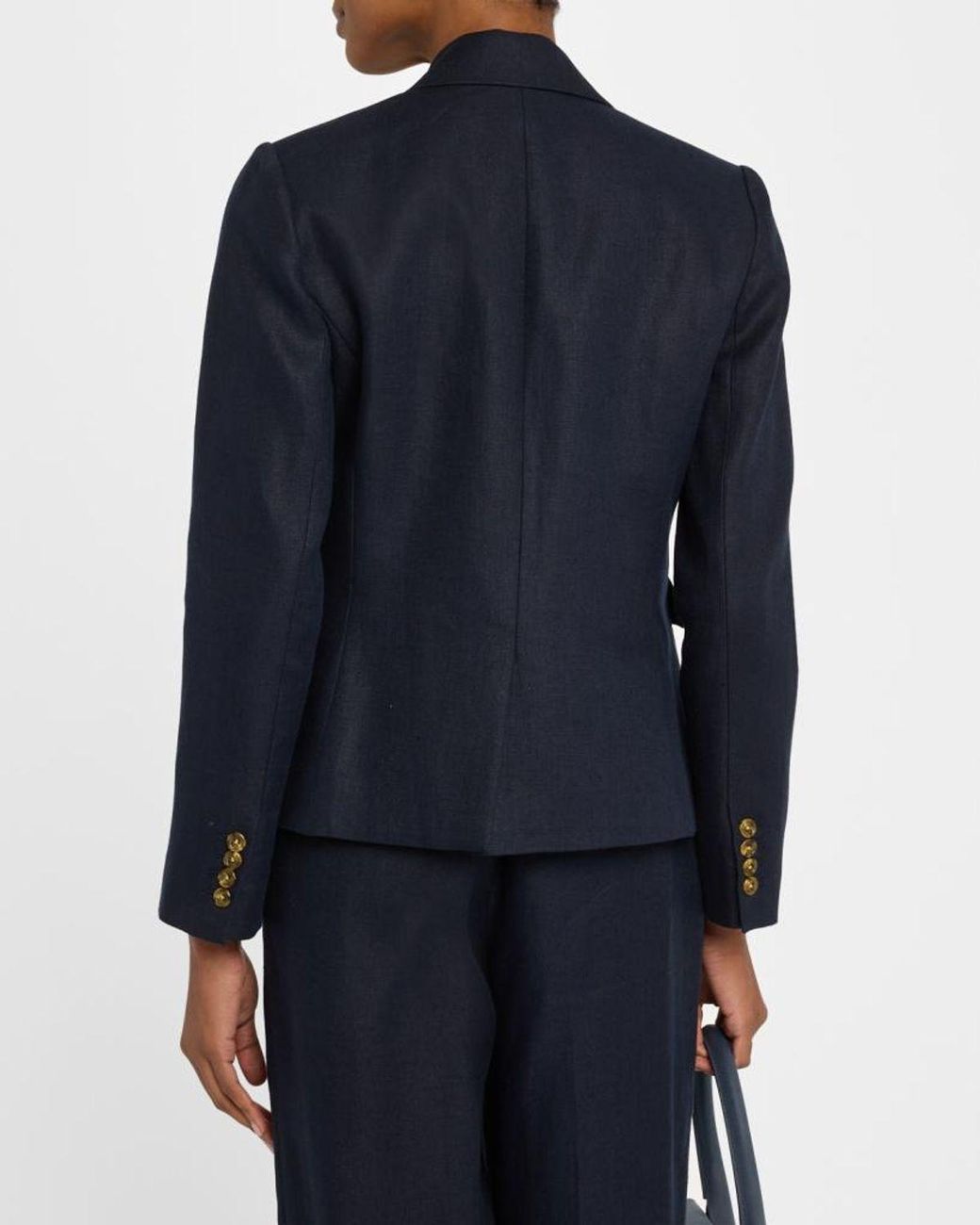 Argent Blue Single-Button Basketweave Linen Blazer